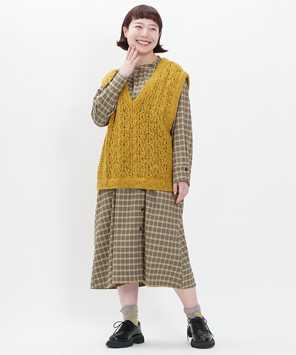 【期間限定P5倍】as know as 間違いなく使えるSet レディース 大きいサイズ ワンピース 長袖ワンピース ワンピース ニット ベスト セット チェッ...