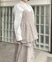 as know as ギュッパビスチェ レディース トップス ブラウス チェック ビスチェ 切り替え ギャザー 肩ヒモ ストラップ レイヤード ランジェリー風 かわいい おしゃれ トレンド ピンキー
