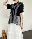 as know as ギャザチューSetPO レディース トップス カットソー 半袖 プルオーバー 2点セット ビスチェ インナー Tシャツ チュール フリル ...
