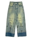 as know as 裾がグラデニムPT レディース ボトムス パンツ デニムパンツ デニム グラデーション ブリーチ オーバーダイ ピンキー