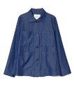 as know as 映えるシャンプリSHJK レディース トップス シャツ ポケット プリーツ 長袖 前開き ジャケット シャツ 衿 伸縮 デニムライク シャンブレー ドゥバズ