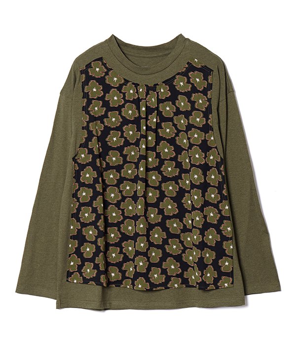 as know as フラワーマッピングPO レディース トップス カットソー 長袖 プルオーバー Tシャツ 華やか カジュアル おしゃれ かわいい 花柄 切替 配色 ドゥバズ