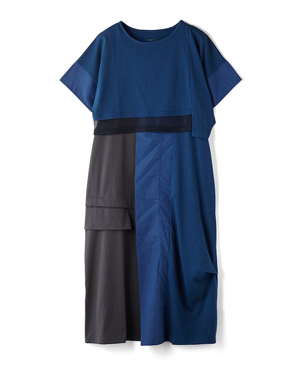 Rakuten - as know as マゼすぎMIXセットOP レディース カットソー ワンピース 2WAY セットアイテム 切替 Tシャツ 半袖 ポケット マゼコゼ ドゥバズ