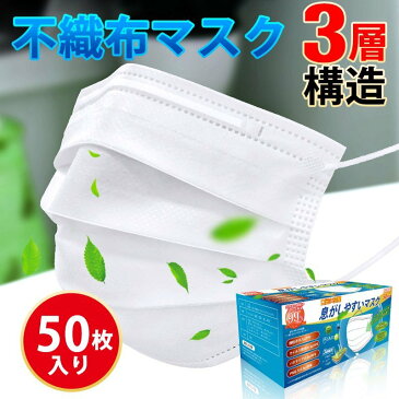 マスク 100枚入り 在庫あり・即納 50枚×2セット 使い捨てマスク 箱 ホワイト レギュラー 普通サイズ ふつうサイズ ウイルス 花粉 PM2.5 ホコリ mask ますく 不織布マスク 大人用 男女兼用 送料無料