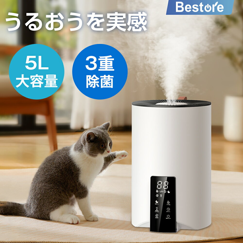 加湿器（売れ筋ランキング） ＼大特価／ 加湿器 超音波 5L 大型 大容量 超静音 次亜塩素酸水対応 吹出し口360°回転 アロマ加湿器 空気浄化機 上から給水 空焼き防止 リモコン付き オフィス/会社/家庭用 父の日 送料無料