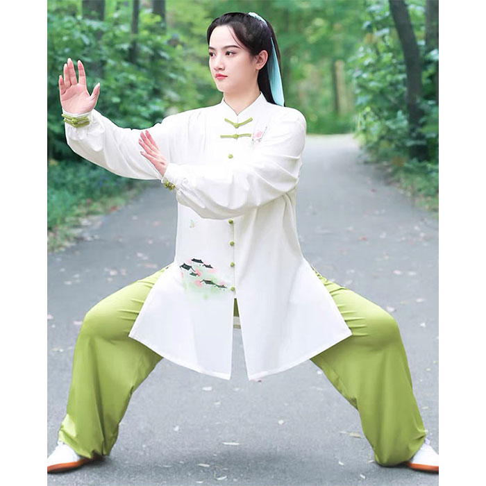 太極拳専用服 レディース 太極拳ウェア 太極拳 演出服 上下セット トップス 長袖 ...
