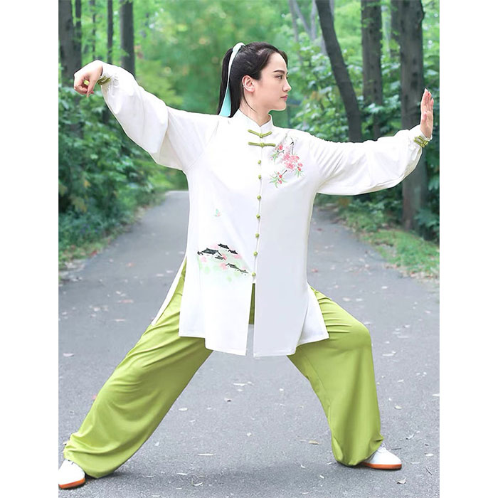 太極拳専用服 レディース 太極拳ウェア 太極拳 演出服 上下セット トップス 長袖 ...