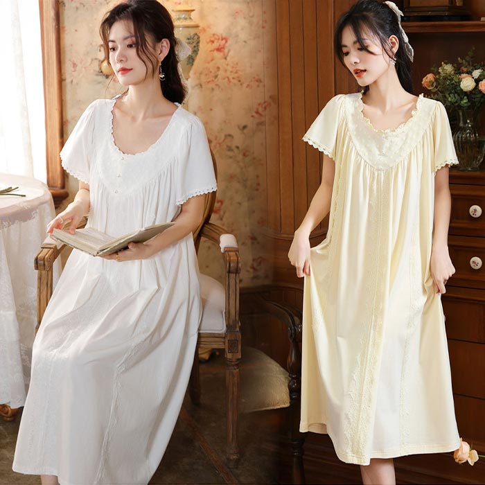 商品名 レディース ネグリジェ 色 ホワイト|ライトイエロー サイズ M：バスト106肩幅34袖丈20着丈109 L：バスト110肩幅35袖丈21着丈111 XL：バスト114肩幅36袖丈22着丈113 素人採寸若干の誤差がある場合がござい...