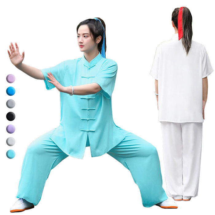 太極拳 服 半袖 トップス パンツ 男女兼用 上下セット 太極拳ウェア 太極拳服 太極拳 ウェア 功夫 スポーツ用品 カンフー 演武 練習着 表演服 表演 ズボン セット レディース メンズ 夏用 武術太極拳 練功服 競技着 武術練功服 夏服 夏 通気性がよく