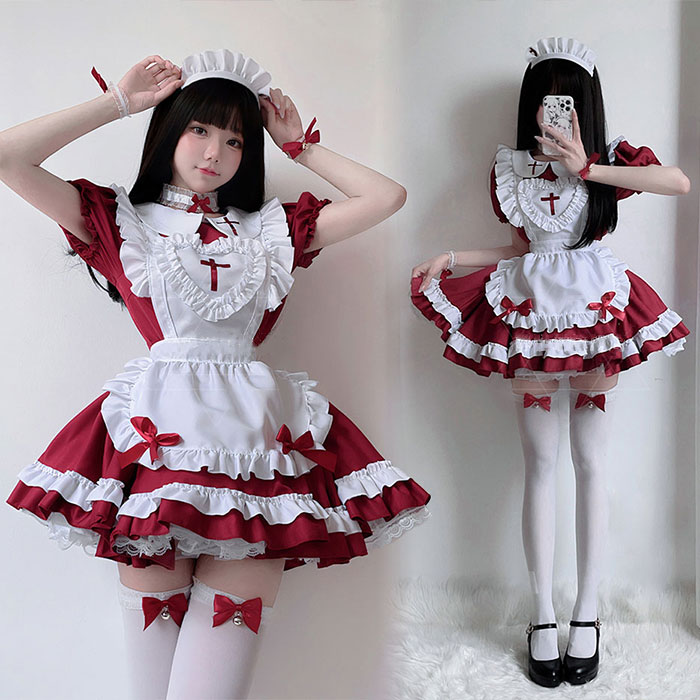 メイド服 コスプレ衣装 ロリータ服 ゴスロリ ワンピース ハロウイン コスプレ 仮装...