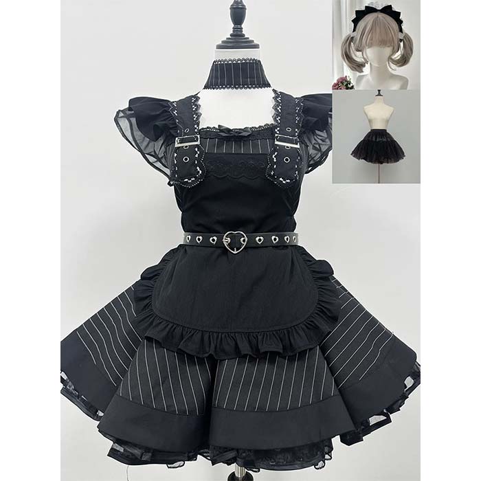 ロリータ メイド服 ゴシック ワンピース コスプレ ハロウイン 仮装 コスチューム ...