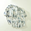 半袖シャツ メンズ 柄シャツ カジュアルシャツ プリント柄 前開き 綿100% メンズ トップス シャツ コットン素材 普段着 通勤 通学 グリーン ブルー 襟...