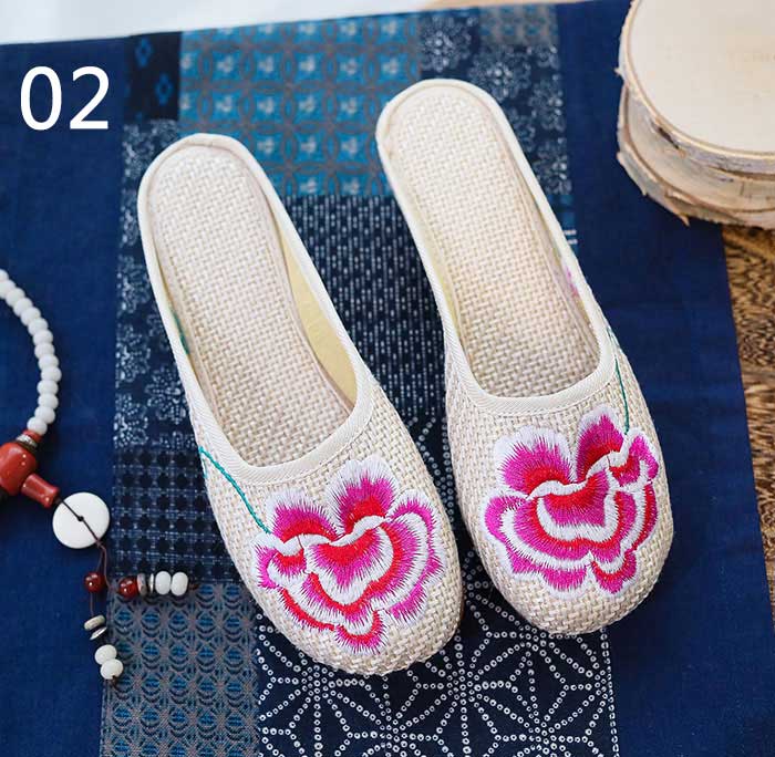 スリッパ レディース 中華刺繍シューズ 中国靴 シューズ チャイナ靴 レディースシ...