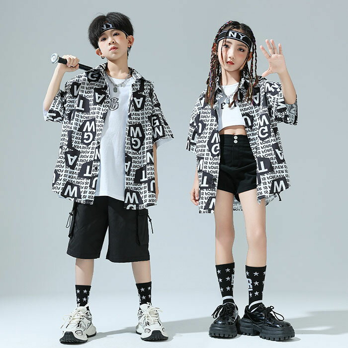 キッズジャズダンス ヒップホップ衣装 子供 ジャズ ストリートダンス ユニセックス 上下セット 半袖 シャツ ショートパンツ tシャツ タンクトップ HIPHOP ジャズダンス キッズ ジュニア服 チア 女の子 男の子 ステージ衣装 練習着 韓国子供 七五三 子供の日 かっこいい