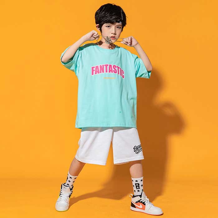 Rakuten - キッズダンス衣装 男の子 セットアップ 2点セット Tシャツ パンツ ヒップホップ ジャズダンス 子供服 シャツ キッズ ジュニア 舞台衣装 チア 応援団 練習着 普段使い JAZZ DANCE HIPHOP ダンスウェア ステージ 発表会 イベント カジュアル おしゃれ 110-170cm
