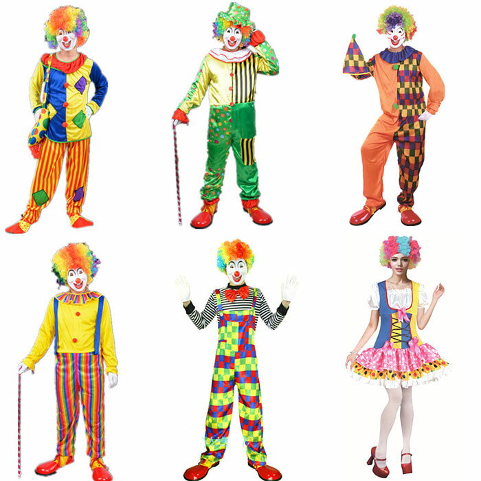 Clown - ピエロ衣装 ハロウィン コスプレ 衣装 大人 ジュニア 子供 キャラクター ピエロ 全8タイプ ハロウィン キッズ ピエロ 文化祭 演劇 コスチューム 男女兼用 Halloween衣装 仮装 変装 cosplay ハロウイングッズ イベント コスプレ 抜群効果 ピエロ