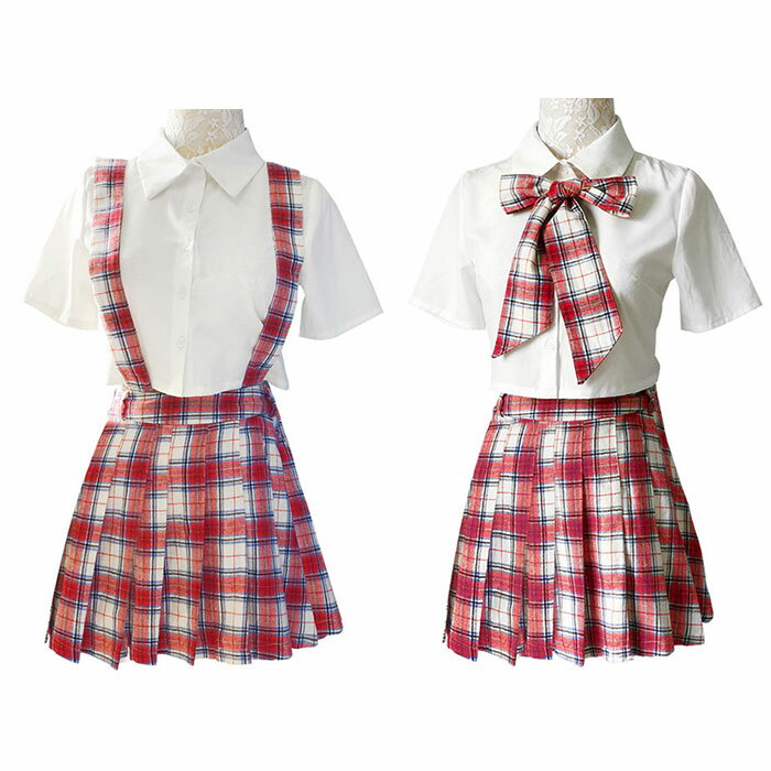 ダンスウェア ステージ衣装 レディース セットアップ JK 制服 シャツ プリーツスカート チェック柄 学生 女子高生 舞台衣装 チアダンス チアガール 応援団 団体服 お揃い 学園祭 卒業式 イベント チア スクールガール 文化祭 仮装 コスプレ パーティー 余興