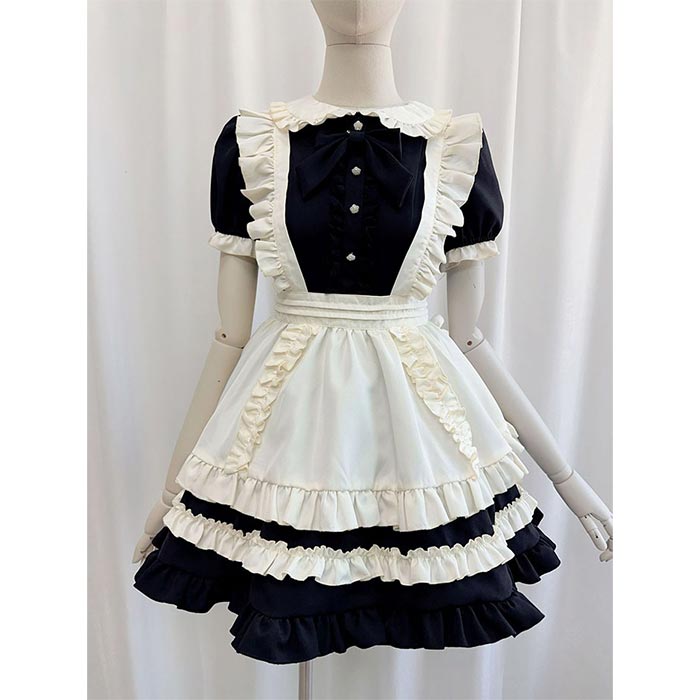 Rakuten - Lolita ドレス メイド服 男女兼用 ワンピース エプロン カチューシャ コスプレ衣装 ロリータドレス フルセット レディース メンズ ゴスロリ 定番 かわいい ウェイトレス アニメ 洋服 変装 仮装 コスチューム セクシー 大きいサイズ 大人 パーティー 学園祭 文化祭 ハロウィン