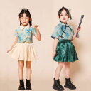 子供服 女の子 上下セット 2色 半袖トップス スカート インナーパンツ チャイナボタン キッズ 漢服 チャイナ風 ジュニア服 入学 卒業 普段着 舞台衣装 発表会 可愛い 子ども服 中華風 民族風 遊び 小学生 写真撮影 文化祭 コスプレ 七五三 子供の日 誕生日 おしゃれ100-180cm