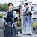 メンズ漢服 中国風 唐装漢服 コスプレ衣装 セットアップ トップス ロングスカート 半袖羽織 仮装 中華振袖漢服 袴風スカート 舞台衣装 演出服 学園祭 文化祭...