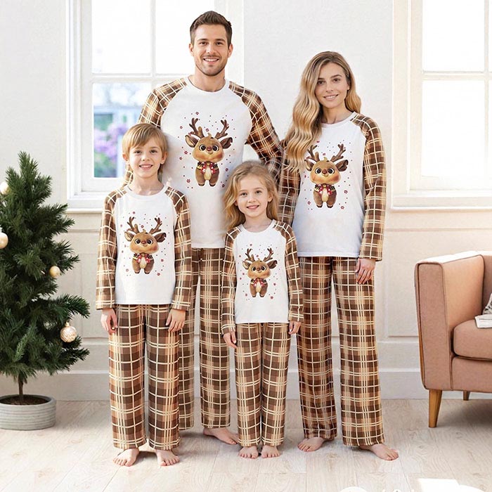 Rakuten - 親子ペア クリスマス パジャマ ルームウェア ペアルック 長袖シャツ クリスマスイブ 家族お揃い トナカイ チェック柄 サンタコス パーティー コスプレ クリスマス元素 親子コーデ ママ パパ キッズ ベビー 上下セット クリスマス衣装 部屋着 プレゼント メリークリスマス