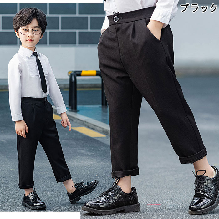 子ども服 男の子 3点セット ワイシャツ 長袖 ネクタイ パンツ 子供服 ウエストゴム...