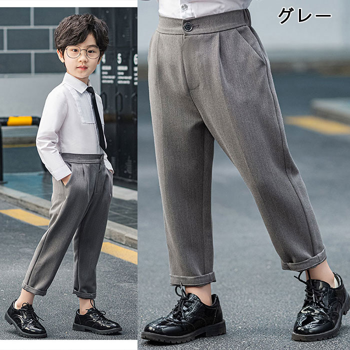 子ども服 男の子 3点セット ワイシャツ 長袖 ネクタイ パンツ 子供服 ウエストゴム...