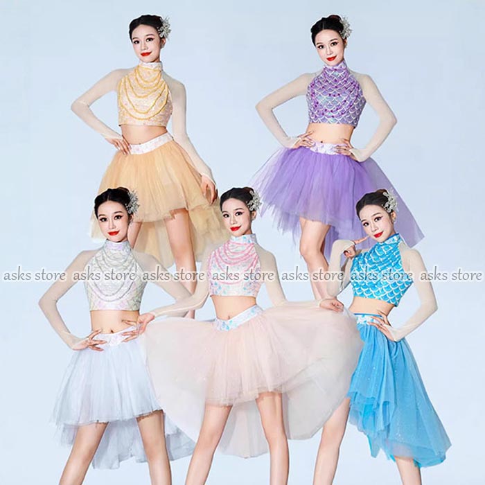 Rakuten - チアダンス 衣装 レディース チアリーダー ジャズダンス 上下セット トップス へそ出し スパンコール スカート チュチュ 韓国風 応援団お揃い ライブ衣装 コンサート イベント チアガール 演出服 余興 仮装 学園祭 コスチューム 舞台衣装