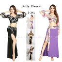 ベリーダンス衣装 セットアップ Vネック 長袖へそ出しトップス スカート スリット セクシー系 社交ダンスウェア 練習着 レッスン着 上下2点セット 美シルエッ...