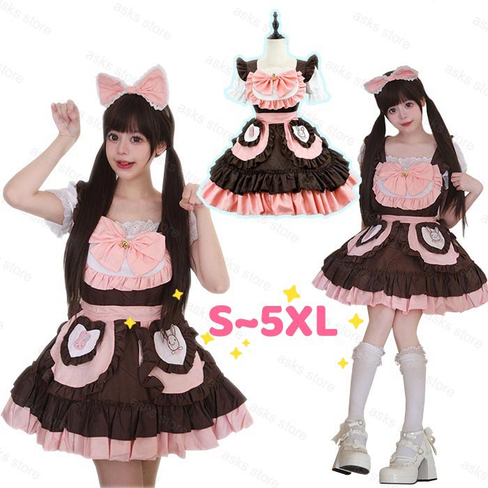 乐天商城 - ロリータドレス コスプレ衣装 ワンピース エプロン ロリータ 半袖 メイド服 配色 かわいい 文化祭 学園祭 衣装 ウェイトレス カフェ 喫茶店 ハロウイン ゴスロリ ゴシック メイド コスチューム 仮装 アニメ 可愛い お姫様 大人 プリンセス フリル 大きいサイズ S-5XL