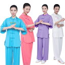夏用太極拳服 太極拳 ウェア 上下セット 全5色 五分袖 立ち襟 カンフーウェア 練功服 太極拳 服 練習着 チャイナ風 武術表演服 太極拳セット 中華服 団体...