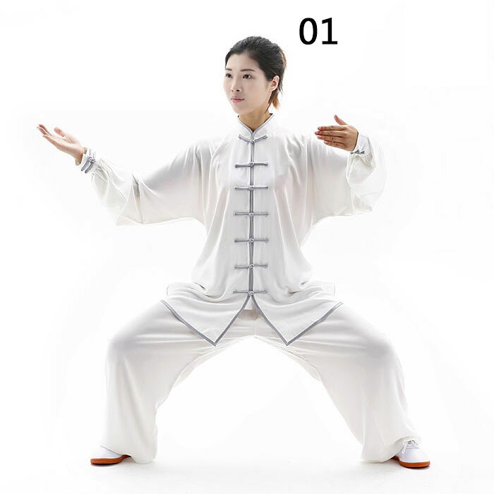 asks Dance Gearの太極拳 服 長袖 上下セット 男女兼用 太極拳ウェア 太極拳服 全7色 配色 太極拳ウェア 太極拳衣装 メンズ レディース 太極拳 ウェア カンフー 気功 朝練 演武服 練習着 武術教室 団体服 朝練 中年 養生 試合選択 太極拳セット 衣装 パンツ 春 秋 夏 大きいサイズ ゆったり｜アングル2