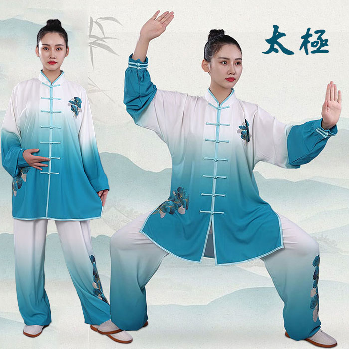太極拳専用服 男女兼用 太極拳 ウェア 新作 上下セット 太極拳服 グラデーション ...