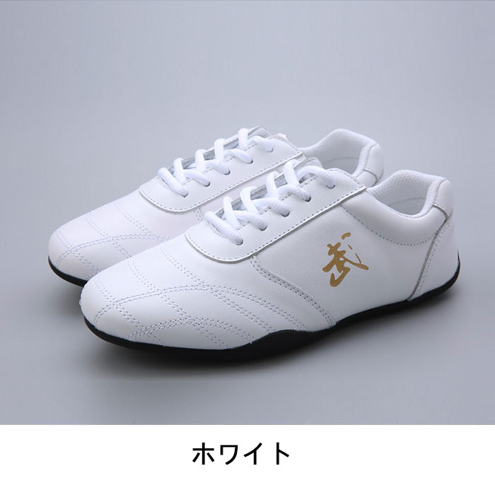 asks Dance Gearの太極拳靴 男女兼用 太極拳シューズ 天然皮革 演武用 太極拳 シューズ スニーカー 武術靴 太極拳ウェア カンフーシューズ 太極拳 武術 ウーシュー カンフー 靴 シューズ レディース メンズ 女性用 男性用 本革 牛革 朝練 体操 安定 白 黒 22.5cm～27.5cm｜アングル2