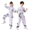 子供演武服 キッズ カンフーウェア 太極拳服 上下セット 武術服 長袖 グラデーション 気功 コスプレ衣装 女の子 男の子 子供太極拳ウェア 中華風武術服 龍柄...