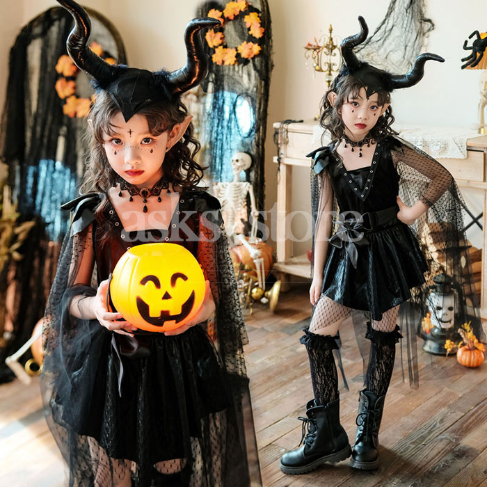 乐天商城 - ハロウイン子ども服 コスプレ衣装 女の子 ドレス ベルト ケープ コスプレ キッズ服 ハロウイン コスチューム 精霊 魔女 吸血鬼 鬼の花嫁 仮装 変身 キャラクター ウィッチ 魔法使い イベント 文化祭 パーティー ハロウイン変装 ステージ衣装 万聖節 発表会 可愛い 誕生日