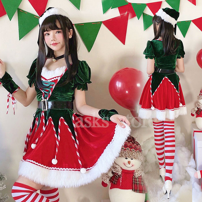 Rakuten - クリスマス コスプレ衣装 大人 サンタコス レディース ワンピース Aライン 帽子 クリスマスツリー コスプレ サンタコス衣装 サンタクロース パーティー 舞台ステージ 演出服 発表会 仮装 大人 女性用 クリスマスイブ コスチューム サンタ イベント 文化祭 学園祭 定番 可愛い