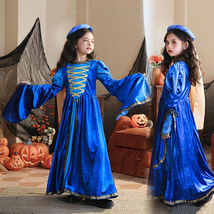 ハロウイン衣装 コスプレ 女の子 コスチューム ワンピース ヘッドバール 魔女 巫女 仮装 子供服 中世期..