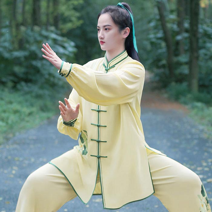 太極拳 服 上下セット 長袖シャツ 前開き パンツ レディース 大人 太極拳専門服 花...