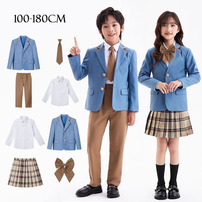 乐天商城 - キッズスーツ 入学式スーツ セットアップ 子ども服スーツ ジャケット シャツ パンツ スカート ネクタイ 韓国風 男の子 女の子 卒園卒業 チェック柄 入学入園 フォーマル 文化祭 学園祭 発表会 合唱 団服 結婚式 お受験 七五三 小学校 冠婚葬祭 写真撮影 韓国子供 100-180cm