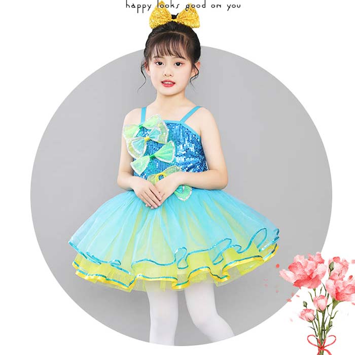 女の子 ダンスワンピース 子ども チュチュ 舞台ステージ衣装 チュチュ スパンコール ワンピース キラキラ チュール キャミソール バイカラー キッズ ダンス衣装 子供 演出服 団体服 文化祭 ボリューム 子供ドレス 幼稚園 小学校 団体 子供服 ジュニア 発表会 合唱 パーティー