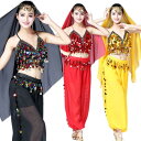 ベリーダンス 衣装 2点セット 3点セット インド風 キャミソール パンツ ヘッドベール セクシー スパンコール キラキラフリンジ ベリーダンス衣装 インドネシ...