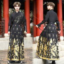 チャイナ服 男性 上下セット 華流コスプレ衣装 カンフー衣装 メンズ 普段着 中国古代伝統漢服 ハロウィン衣装 漢服 大人 龍 刺繍 中華服 コスチューム 変装 舞台ステージ衣装 長袖 交差襟 トップス 巻きスカート 袖カバー付き イベント 学園祭 文化祭 時代劇 武術 仮装(3)