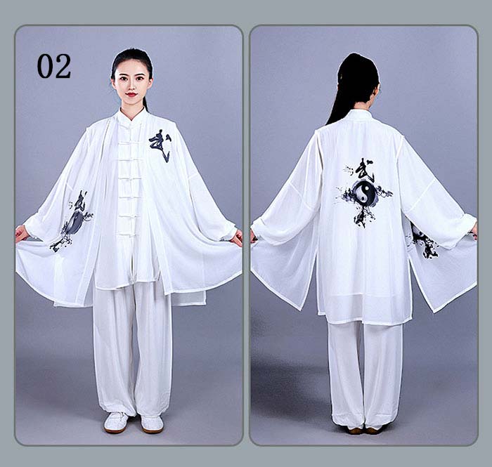 レディース 太極拳ウェア 秋 春 競技着 練功服 上下3点セット トップス パンツ チュール 中華風 武道着 演舞 太極拳 服 ハイエンド 競技 パフォーマンス 太極拳 練習 服 グラデーション チャイナ武術服 カンフーウェア 練習着 ステージ衣装 発表会 イベント 団体演出お揃い