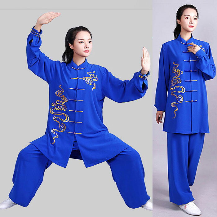 太極拳 服 男女兼用 練功服 太極拳ウェア 長袖 上下セット カンフーウェア 祥雲柄 ...