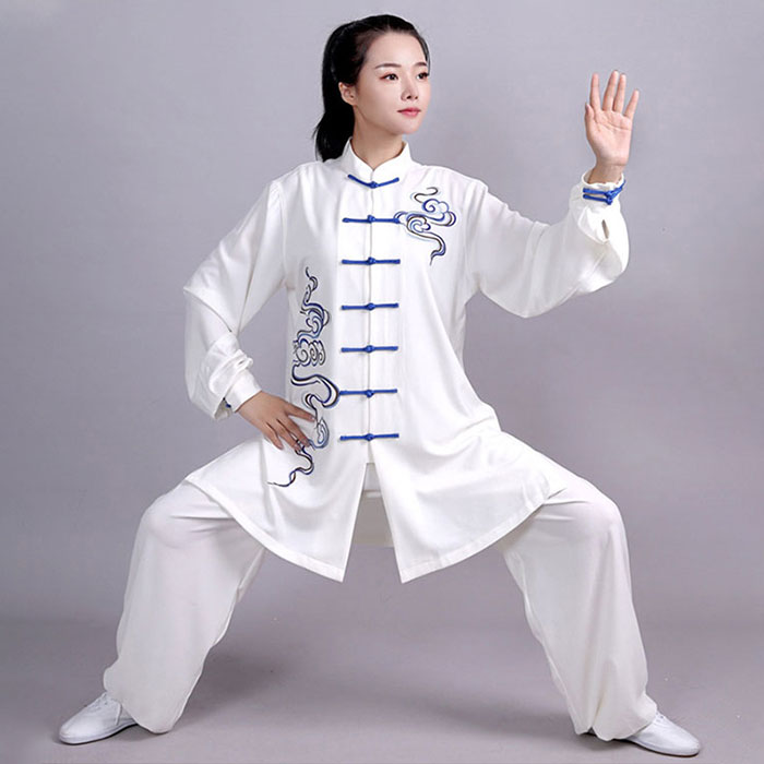 太極拳 服 男女兼用 練功服 太極拳ウェア 長袖 上下セット カンフーウェア 祥雲柄 ...