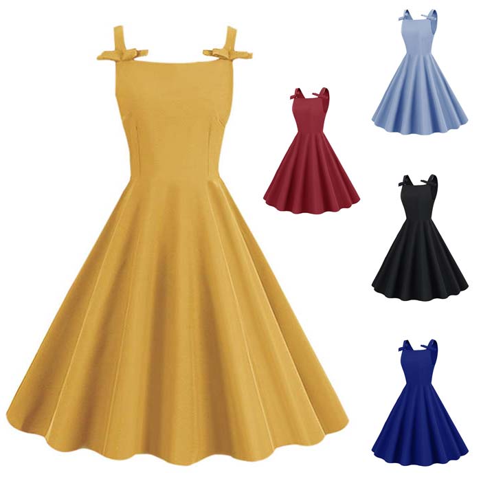 レトロドレスキャミソール無地フォー...