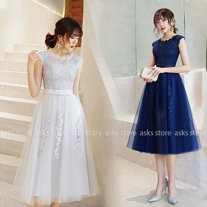 Rakuten - ブライズメイド レディース結婚式 二次会ドレス パーティードレス フォーマルドレス レース ノースリーブ 花レース Aライン チュール ワンピース お嬢様 レディース 司会者 発表会 ピアノ演奏会 ステージ衣装 披露宴 膝下 ミモレ丈 フレア ワンピ 春 夏 秋 エレガント