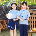 漢服 キッズ 上下セット 女の子 男の子 コスプレ ダンス衣装 卒業式 古典ダンス衣装 中華風 半袖 シャツ 花刺繍 チャイナボタン スカート ロングパンツ 子...