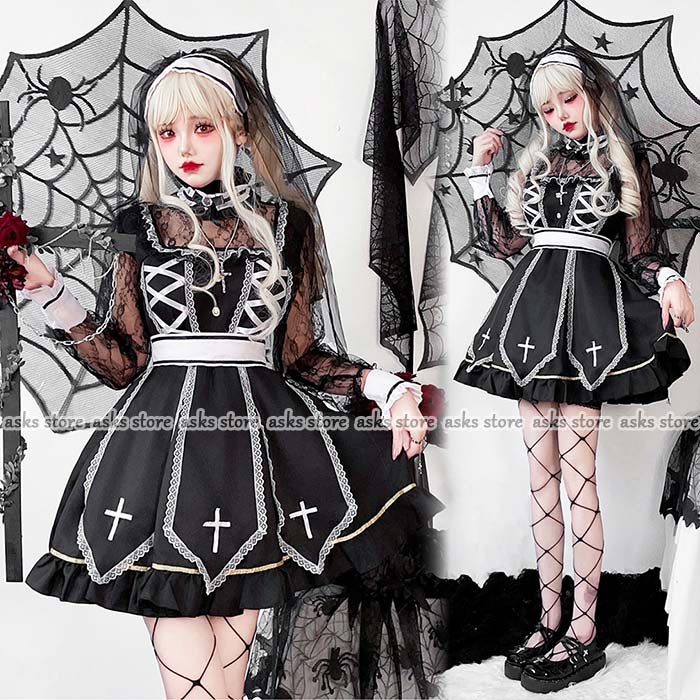 乐天商城 - ハロウィン衣装 ワンピース 髪飾り 魔女 修道女 幽霊の花嫁 花レース コスプレ衣装 コスチューム 仮装 悪魔 吸血鬼 ゴシック ソックス ヴァンパイア 鬼悪魔 女王様 コスプレ 可愛い レディース 文化祭 ハロウイン ハロウィーン 大人 衣装 お化け 余興 女性 ステージ衣装